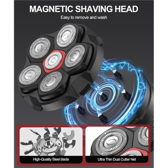 Head Shavers for Bald Men，10000 RPM High Speed 6D Magnetic Electric Razor - Picture 5 of 7